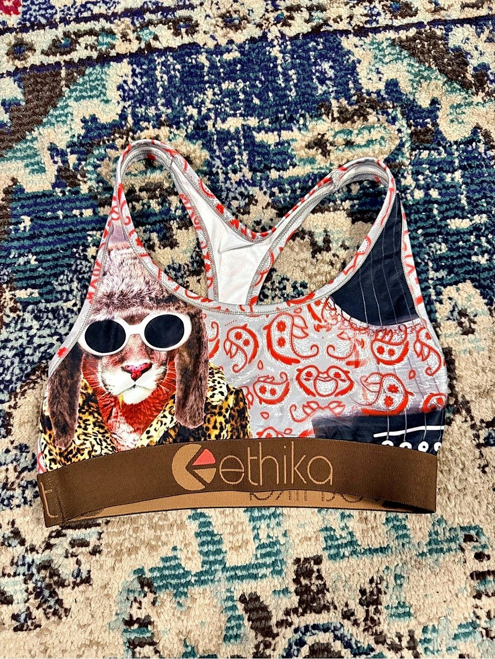 Ethika Paisley Bikini in Gray & Red Size Small Like New